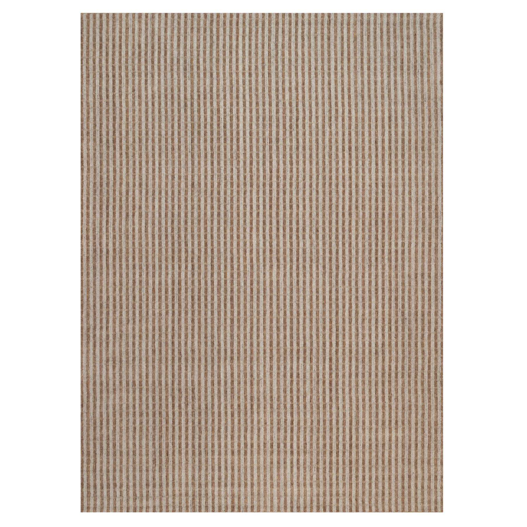 10'x14' Tan and Beaver Brown, Vertical Stripes Design with Salt and Pepper Effect, Undyed Natural Wool, Hand Loomed, Oriental Rug 